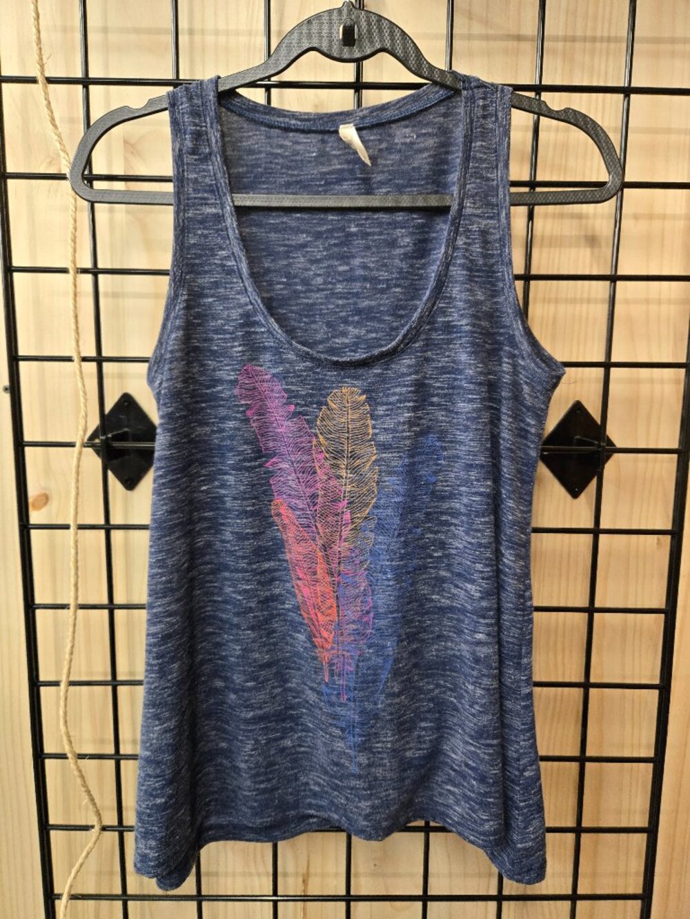 Roper sleevless flowy boho western feathers tank top size M